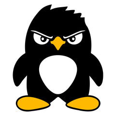 Penguin Looks Serious Evil Dangerous Cool Look Fun Design Lover Art Vector Illustration Card T-Shirt Poster Sticker Graphic Print Decorative Drawing Isolated Logo Decoration Symbol Creative Cool Style