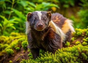 Fototapeta premium Stunning Drone Photography: Brown Skunk in Wild Habitat - Aerial View, Wildlife, Nature