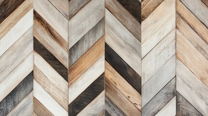 Stylish herringbone wood flooring in neutral tones for interior design.