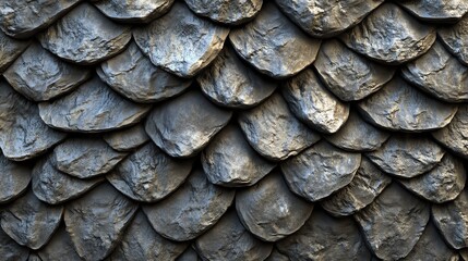 Fototapeta premium Textured stone shingles create a unique architectural background.
