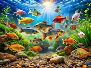 Naklejka premium Stunning High-Resolution Freshwater Fish Photography: Images of Carp, Trout, Bass, and More