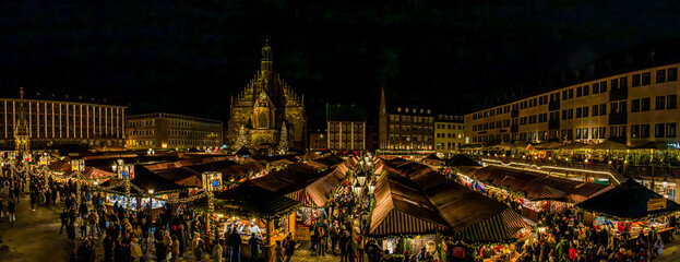 Christmas Market Panorama in Nuremberg, Germany