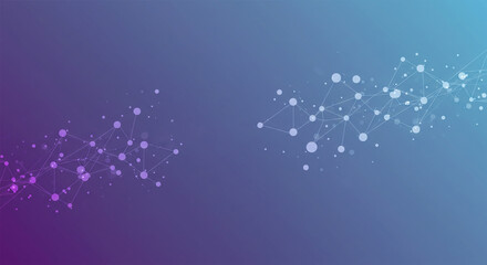 Abstract Molecules banner with line, geometric, polygon. Vector design network background. Modern science, chemistry technology concept for website, business, web banner, template or brochure