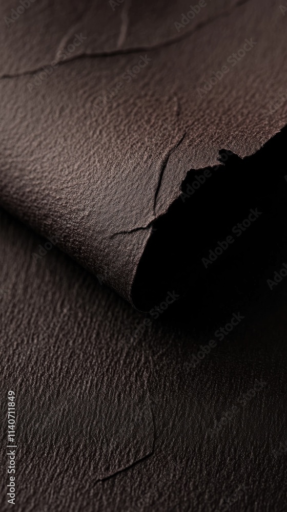 Poster rich dark brown textured paper with visible creases and edges highlighting tactile details and uniqu