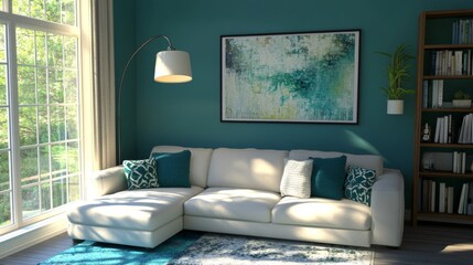 Modern Living Room with Bright Colors and Cozy Furniture Design