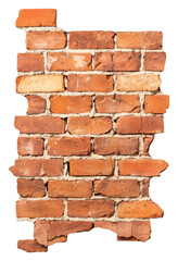 Obraz premium PNG A weathered brick wall with distinct red and orange hues, showcasing the texture and arrangement of the bricks.
