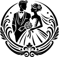 groom & bride vector art