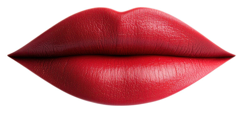 PNG Glossy red lips, perfectly shaped and smooth, exuding a bold and vibrant aesthetic.
