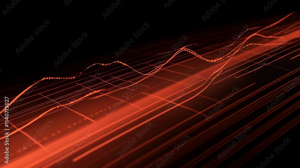 Poster abstract red digital waves flowing background for modern design