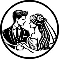 groom & bride vector art