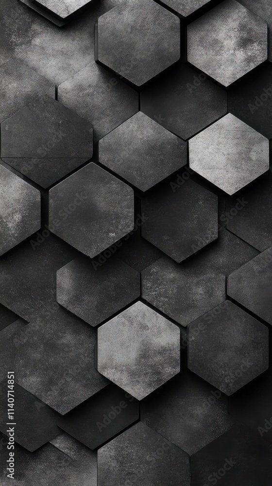 Fototapete minimalist hexagonal pattern in monochrome tones creating a modern abstract design
