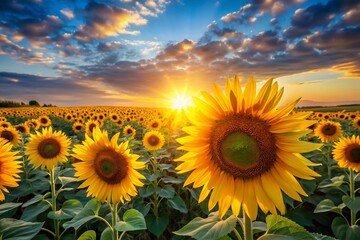 Fototapeta premium Stunning Sunflower Field Drone Photography Wallpaper, High-Resolution Sunflower Backgrounds for Walls