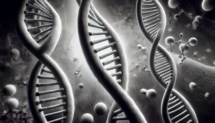 Fototapeta premium dna molecules on abstract technology background , concept of bio-chemistry and genetic