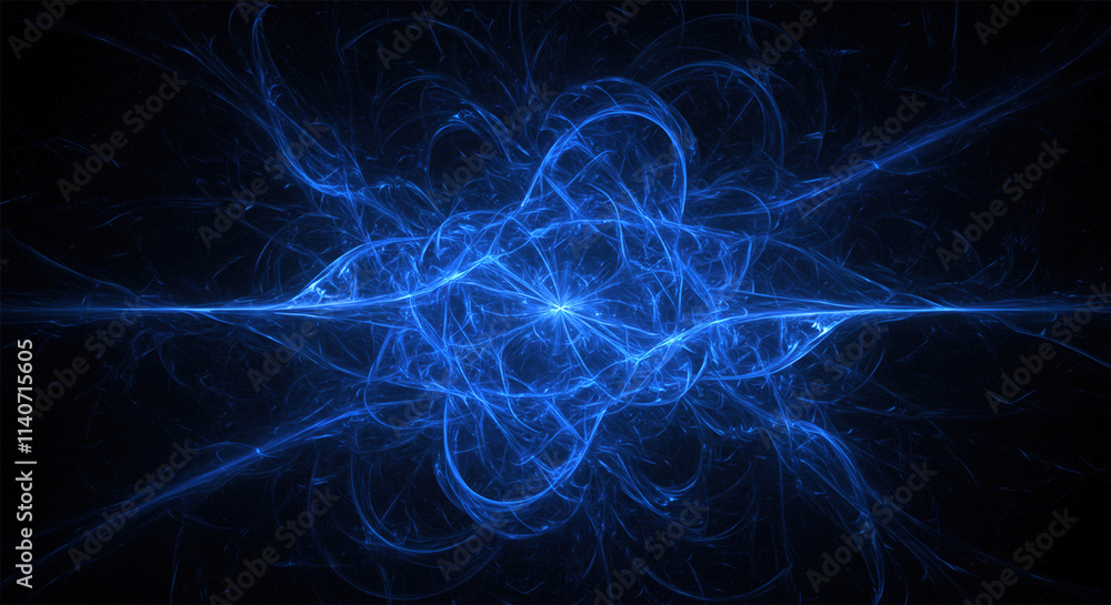 Aufkleber abstract blue on black background texture. dynamic curves ands blurs pattern. detailed fractal graph