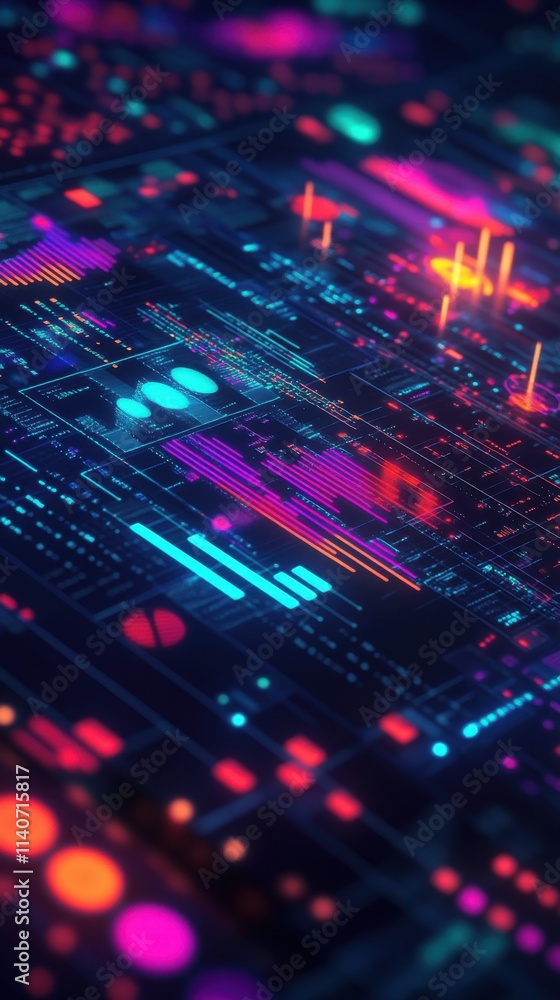 Aufkleber Futuristic abstract digital wallpaper showcasing vibrant colors and intricate patterns in a modern design