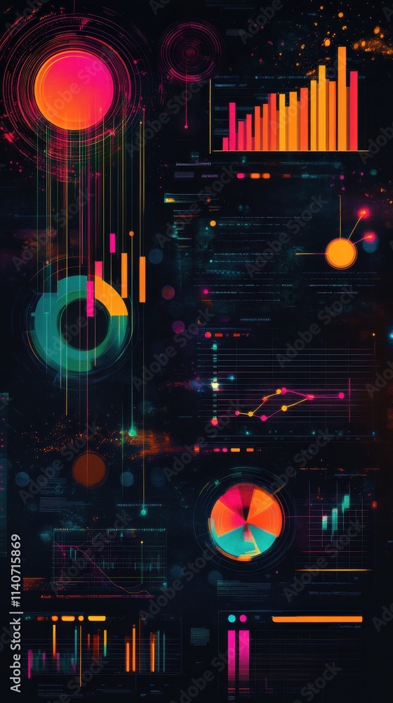 Poster futuristic abstract wallpaper featuring dynamic shapes and vibrant colors representing data visualiz