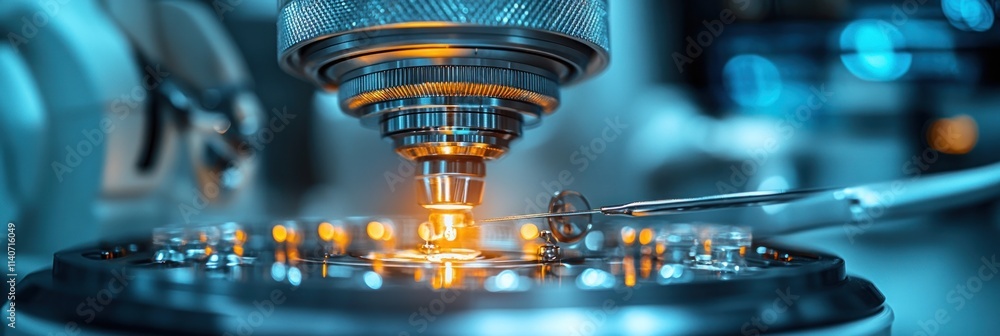 Poster a close-up of a precision tool in a laboratory setting, highlighting intricate technology.