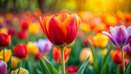 Stunning Tulip Spring Bloom Photography, Rule of Thirds Composition, Vibrant Flower Background Images