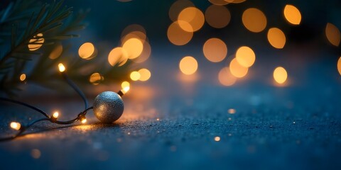 decoration concept, christmas bokeh lights over blue background, abstract background of glitter lights