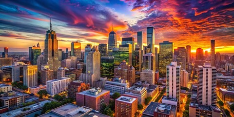 Obraz premium Stunning USA City Skyline Photography: Rule of Thirds Composition, Breathtaking Views, American Cityscapes