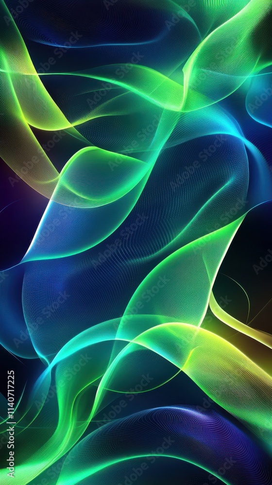 Poster dynamic flowing digital waves create a mesmerizing visual experience in vibrant colors