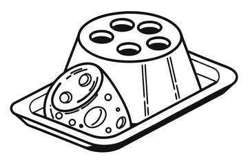 Baked potato pudding icon black outline style minimal Black Color and White Background