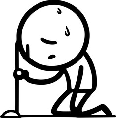 stick man tired, give up, despair sign, symbol, vector, art