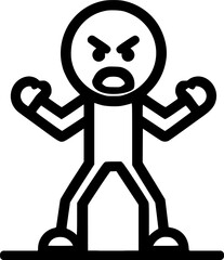 stick man angry, arguing, fighting sign, symbol, vector, art