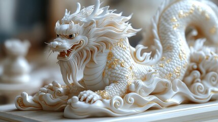 A zodiac animal figurine, such as the dragon or tiger, intricately painted in gold.