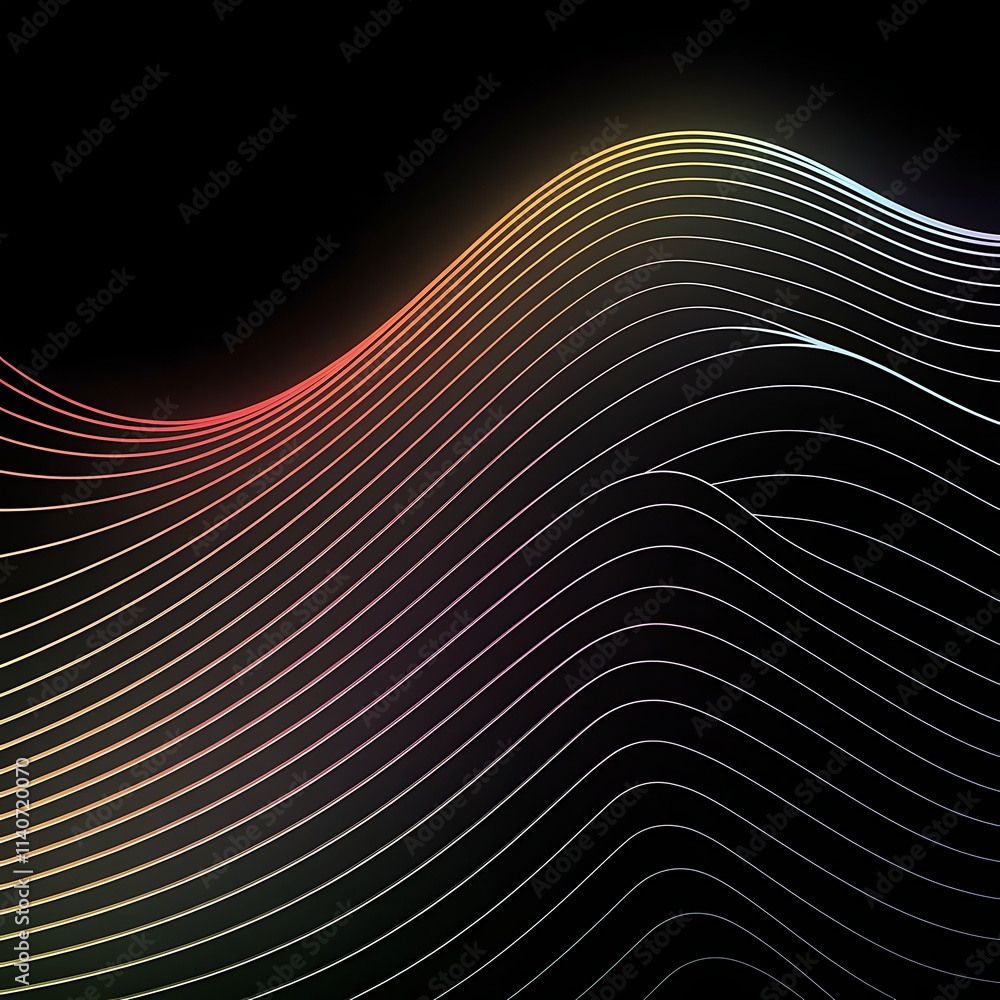 Poster abstract fractal wave background with striped pattern and geometric shapes