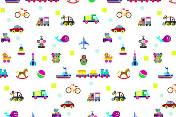 Seamless pattern. Children toys. Background. Illustration. Flyer background design, advertising background, fabric, clothes, texture, textile pattern