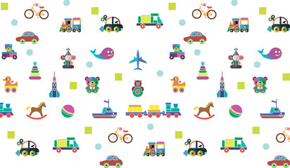 Seamless pattern. Children toys. Background. Illustration. Flyer background design, advertising background, fabric, clothes, texture, textile pattern