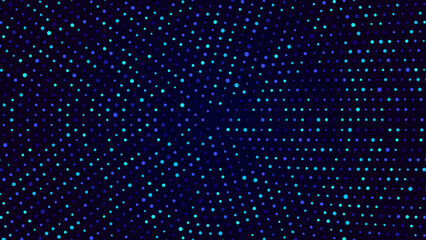 Abstract futuristic background. Digital circle line dots particles wave patter. Big data, block chain visualization. Cyberspace.