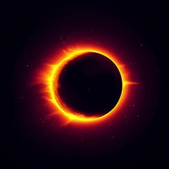 Naklejka premium Solar eclipse illustration on a dark purple background, showcasing bright, glowing edges ideal for logo designs.