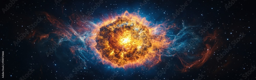 Aufkleber stunning view of a supernova explosion illuminating distant galaxies in the vast universe