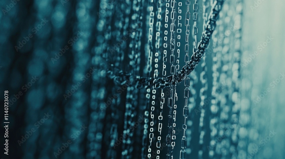 Poster abstract digital chain links forming a secure network.