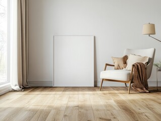 A white chair is in a room with a white wall