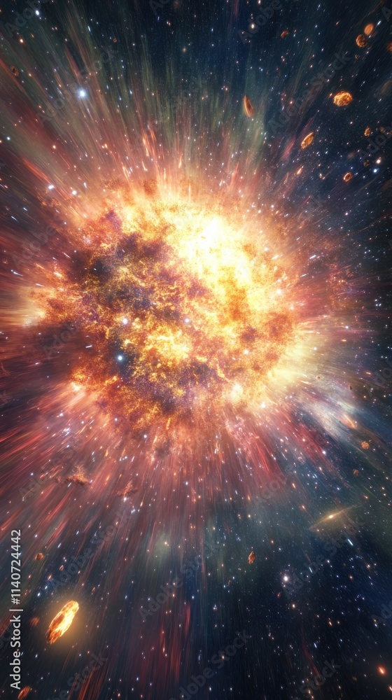 Poster exploding supernova illuminates the cosmos with brilliant colors and breathtaking energy