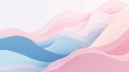 Minimalist mountain landscape in flat design, layered pastel color gradients, smooth aesthetic, high-resolution wallpaper
