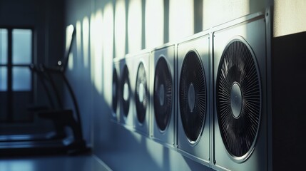 gym with high-capacity air conditioners ensuring a cool and refreshing workout environment for fitness enthusiasts