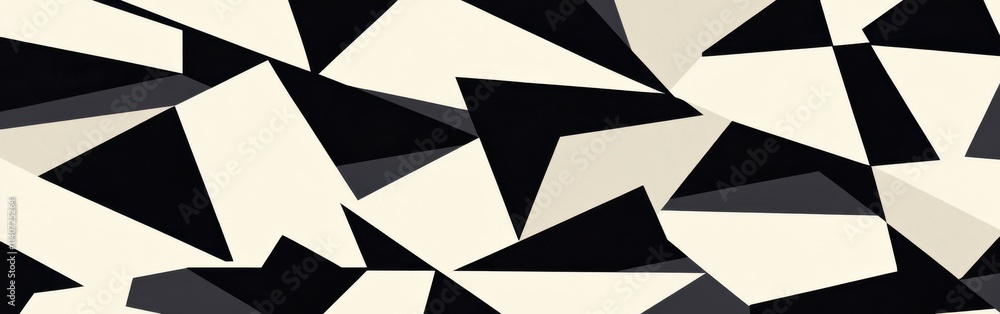 Aufkleber Bold geometric pattern with sharp angles in contrasting black and cream colors for a striking visual impact