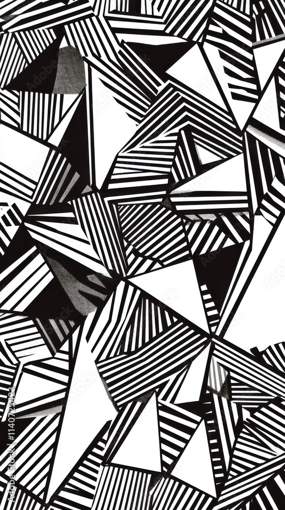 Aufkleber Bold geometric pattern featuring sharp angles and contrasting lines on a monochrome background for modern design aesthetics