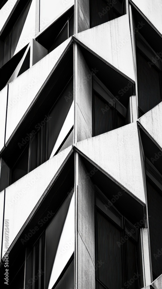 Poster Bold geometric pattern of sharp angles creates striking visual in urban architecture design and architecture photography