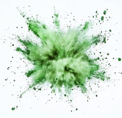 Vibrant Explosion of Green Hues on a Pristine White Background