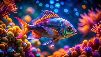 Fototapeta premium Surreal Carapau Fish Photography: Dreamlike Underwater Scene, Mystical Aquatic Life, Ethereal Fish, Fantasy Ocean, Magical Carapau