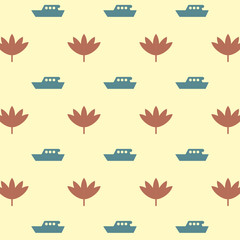 retro hand drawn illustration retro colors leaf ship  cover design