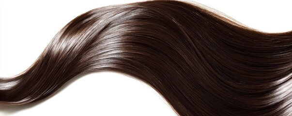 Flowing dark hair showcasing smooth texture and shine against a light background in a beauty-focused setting