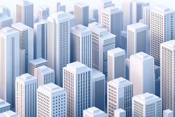 Fototapeta premium Towering Minimalist Cityscape with Angular Modern Skyscrapers and Monochromatic Architectural Facades