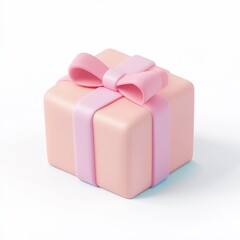 Delicate Pastel Gift Box Adorned With a Soft Pink Ribbon, Perfect for Special Occasions and Celebrations, Capturing the Essence of Joy and Anticipation