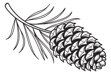 Christmas pinecone vector line art illustration